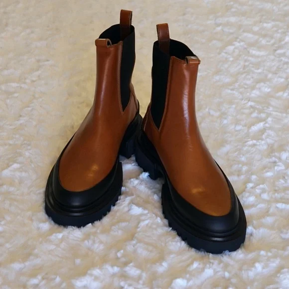 All Saints Harlee Lug Sole Chelsea pull on Leather Boot  - Tan brown - 37/ 7US - Picture 10 of 11